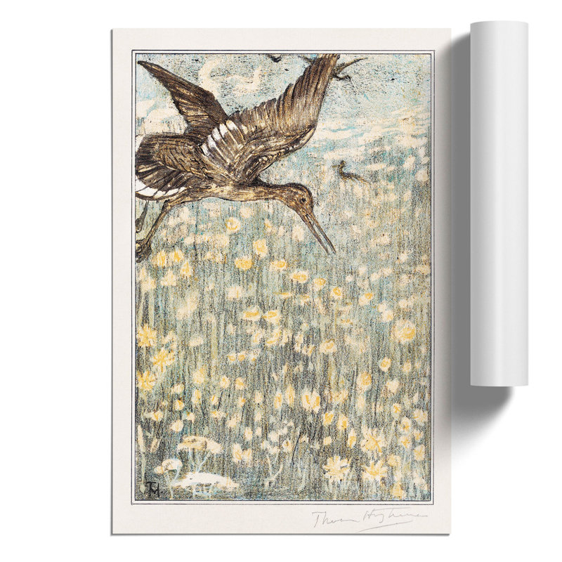 Tureluur Bird by Theo Van Hoytema - No Frame Painting, 59cm H x 42cm W x 0.1cm D