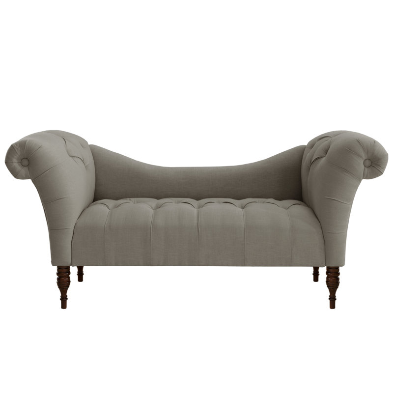 Méridienne rembourrée Kareem, Lin classique gris, Espresso