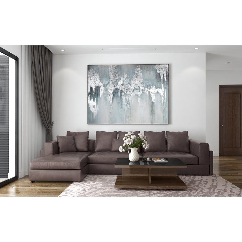 'Exquisite Aquamarine' - Floater Frame Painting Print on Canvas