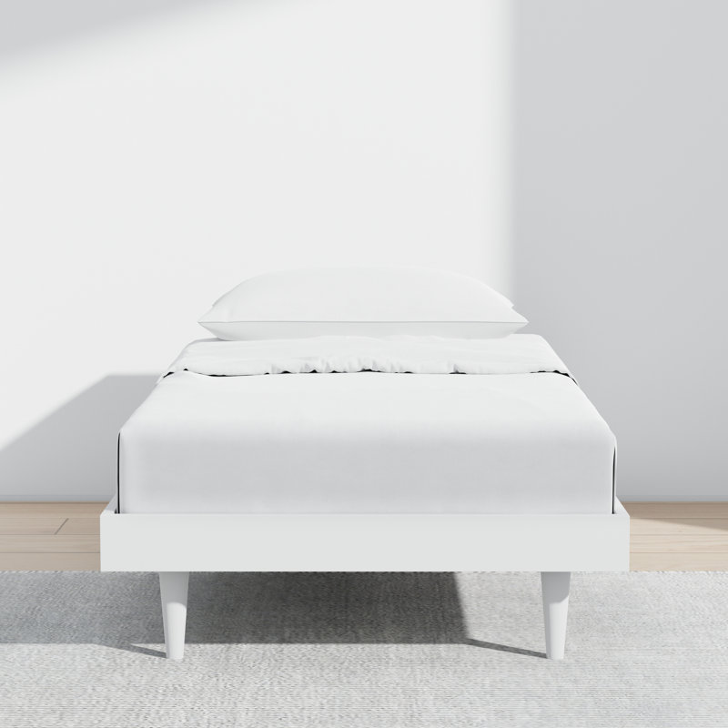 Wojcik Modern Wooden Bed Frame, Twin, White
