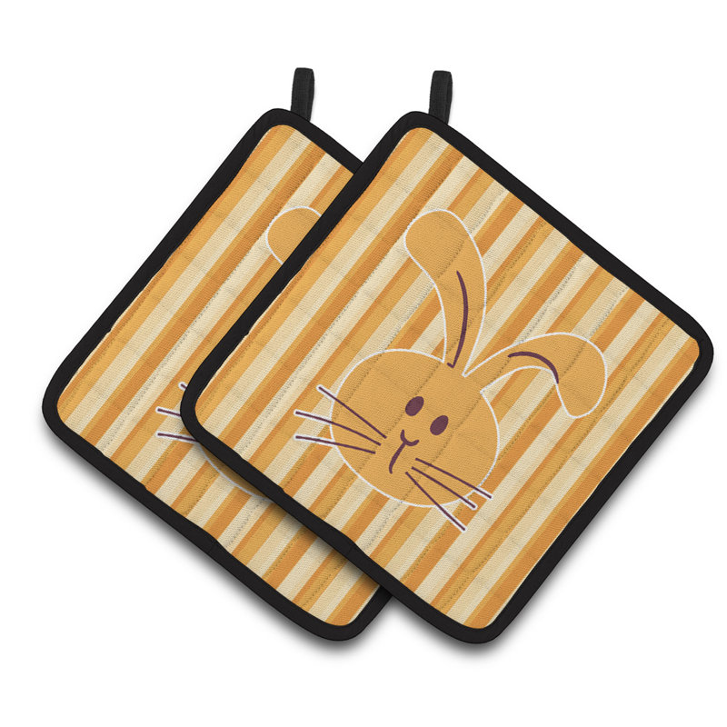 Cuisinier poignée de lapin sur rayures caroline