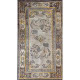 Antique Chinese - Tibetan Small Scatter Size Wool Ivory Rug