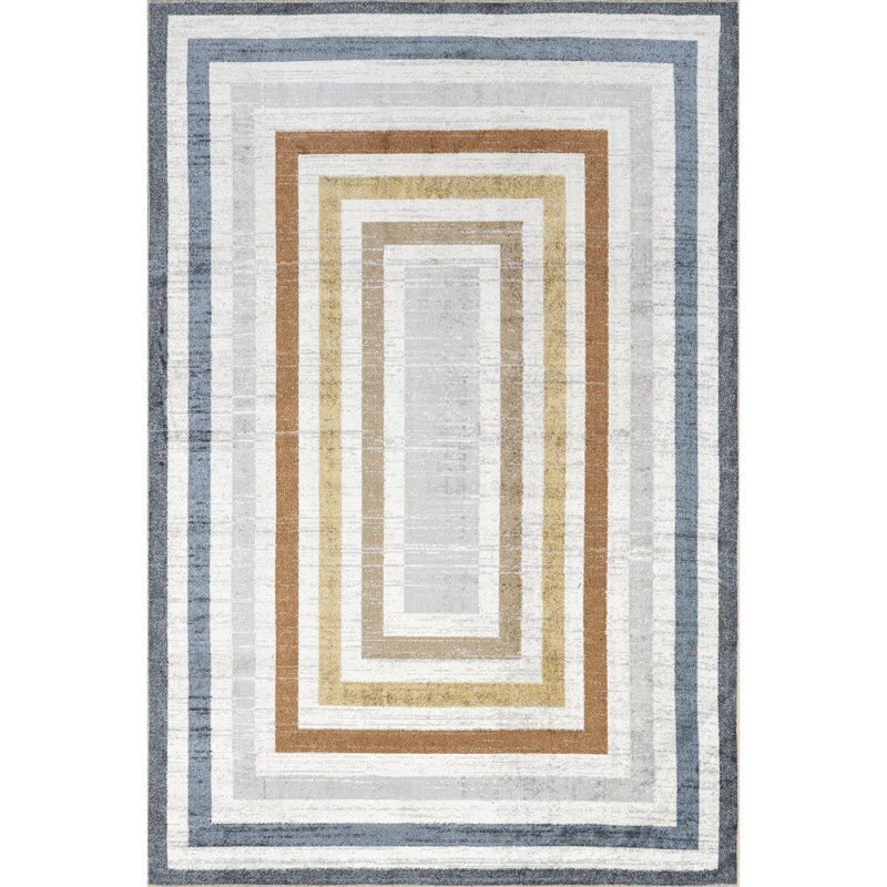 Alienor SpinClean Striped Machine Washable Area Rug, Rectangle 6'7" x 9'