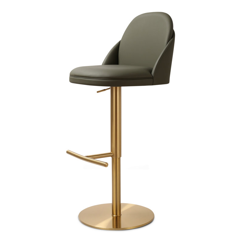 Finta 360 Degree Swivel Counter Stool, Fiori Green/Gold