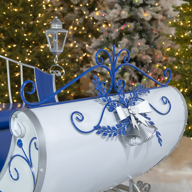Grand traîneau de Noël victorien, Blanc / bleu / argent