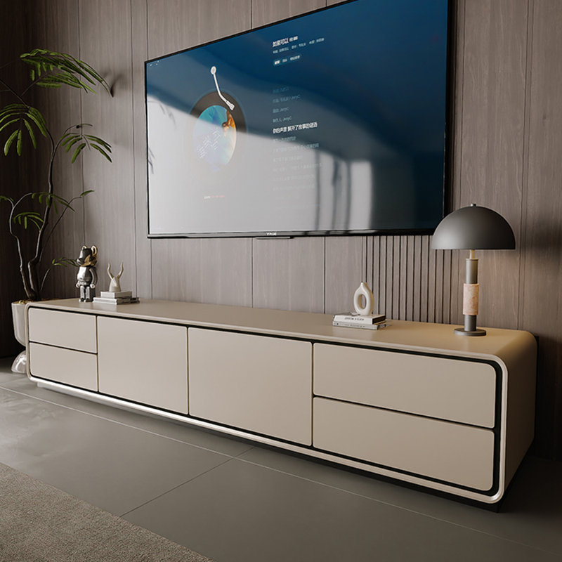 Meuble télé multi-couches en bois massif, 86.61", Kaki