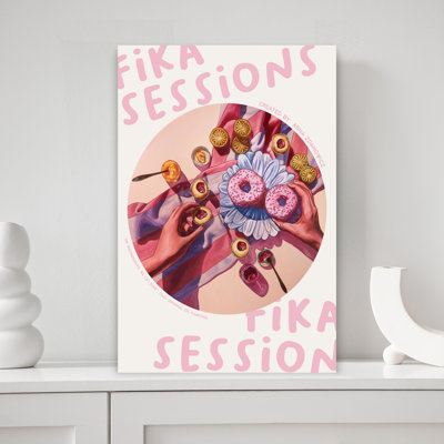 Art mural délicat contemporain rose Fika