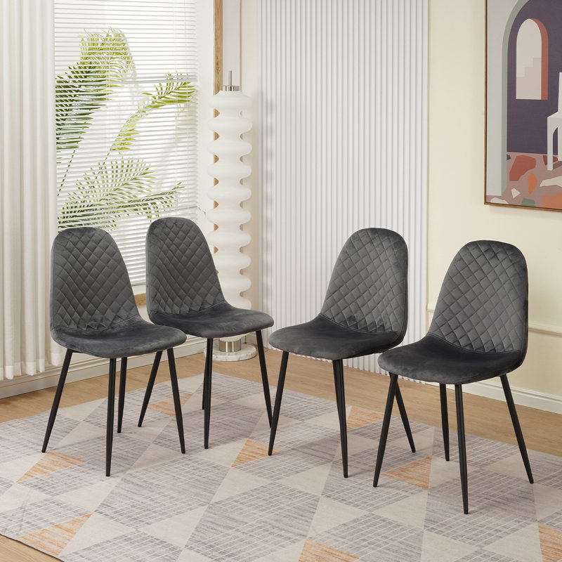 Grey Velvet Dining Chairs Upholstered seat, 4