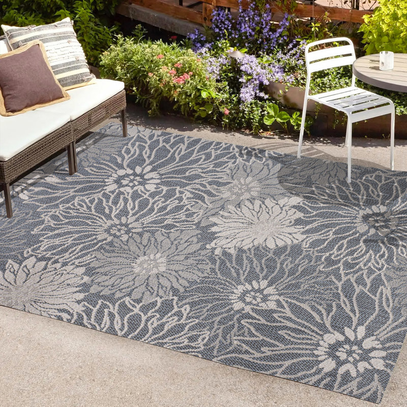 Tapis bleu marine / gris Jarien, Rectangle 3 pi 11 po x 6 pi