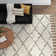 Twinar Geometric Hand Knotted Wool Off White/Dark Gray Shag Area Rug