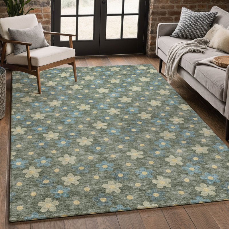 Tapis pour enfants intérieur / extérieur lavable à la machine Chantille ACN2569, Basilic, 8 pi x 10 pi