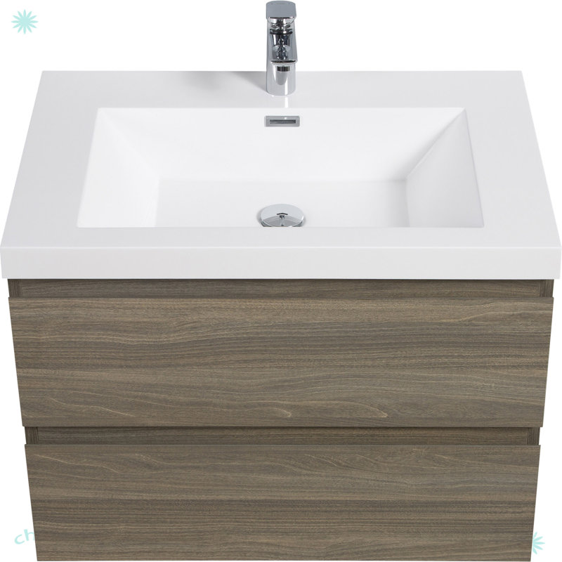 30" Floating Bathroom Vanity With Sink, Gray