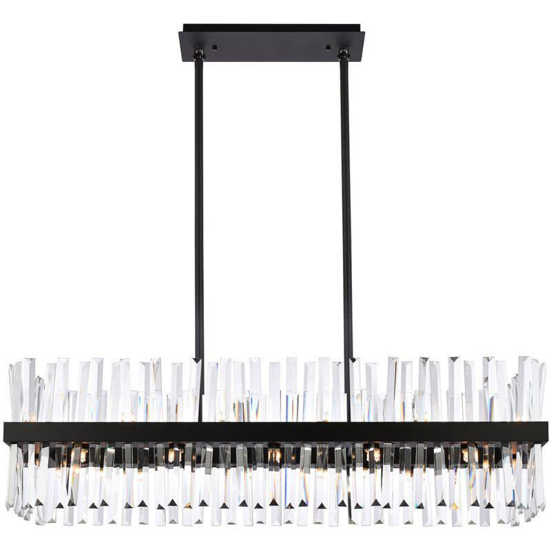 Athol Dimmable Kitchen Island Square / Rectangle Chandelier, Black, 12" H x 42" W x 12" D, 24