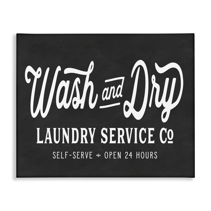 Wash and Dry Laundry Service Co. Vintage Store Typography Stretched Canvas Wall Art by Lettered and Lined, 16" H x 20" W