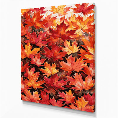"Watercolor Botanical 51", art mural sur toile rouge