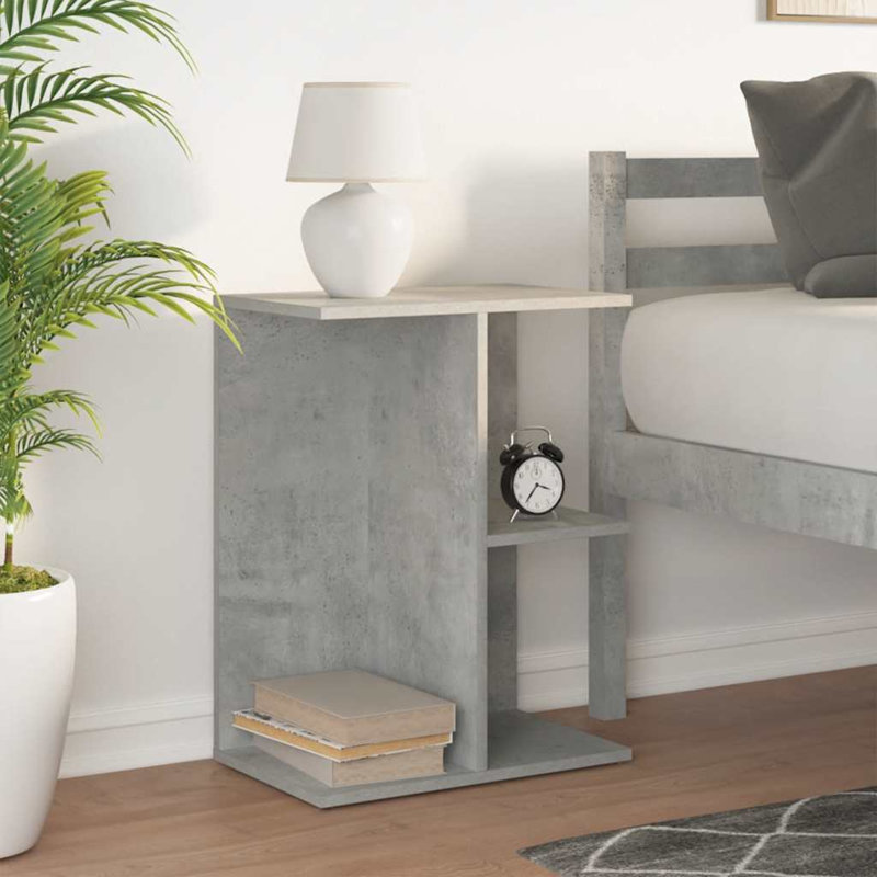 Sayaka 46.5cm W Manufactured Wood Bedside Table, Concrete Grey, Individual