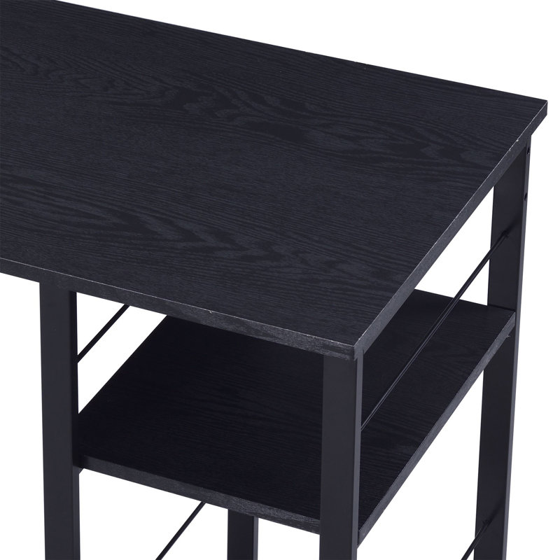 Bureau d'écriture rectangulaire à 2 tablettes, Noir, H 28,5 po x l 47,5 po x P 19,5 po