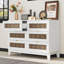 Commode en bois de style rustique avec 6 tiroirs, armoire de rangement pour chambre à coucher avec poignées en métal-1246330010