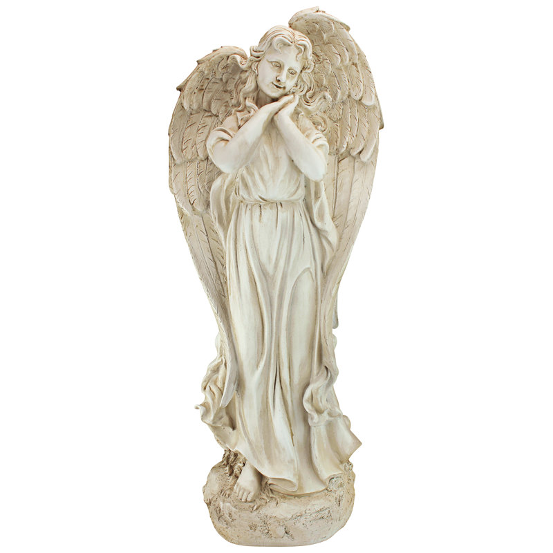 32.5-Inch Antique Stone Finish Angel Garden Statue