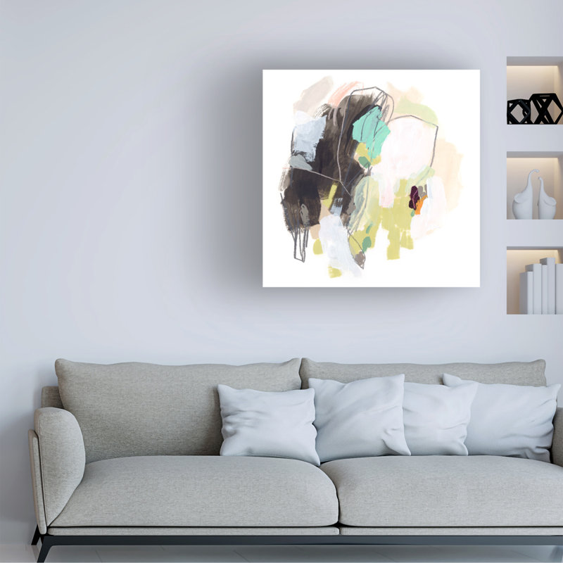 June Erica Vess Abstract Modern Canvas Art in White and Gray