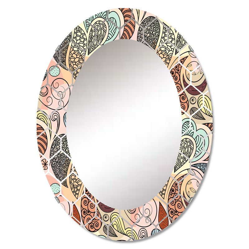 Miroir mural rose, bleu et orange, 30 po x 20 po