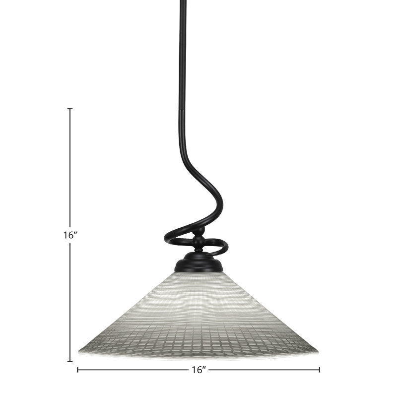Capri Stem Hung Pendant, Black, Matte Black