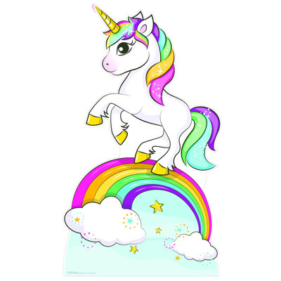 Découpe en carton de licorne arc-en-ciel