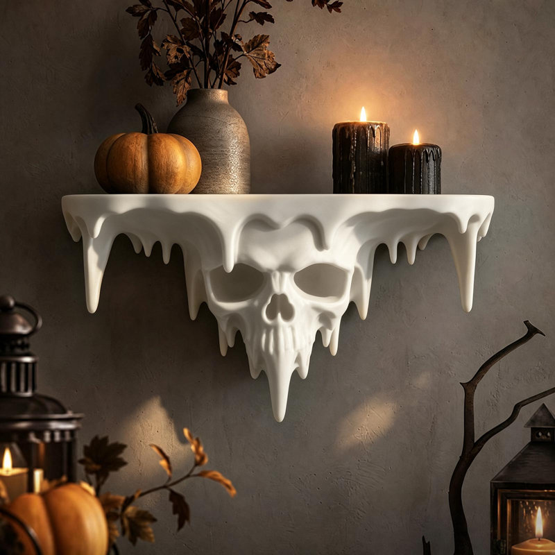 Décoration d'Halloween : Étagère murale squelette en forme de pic de glace, rangement mural sur le thème sombre, décoration murale d'Halloween