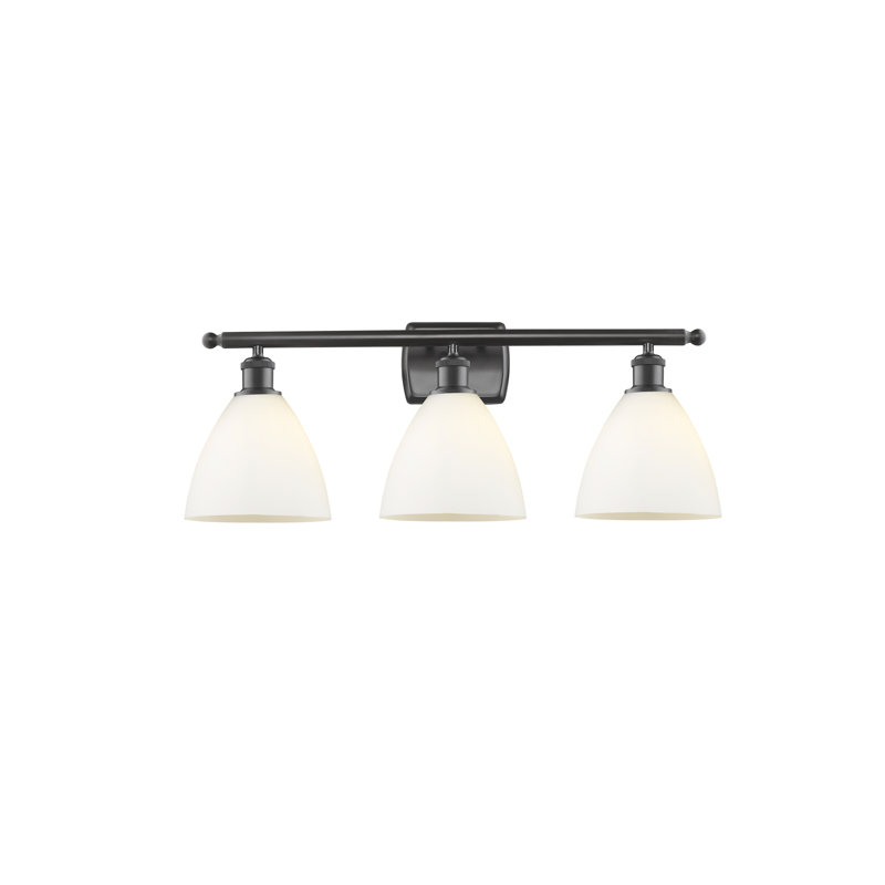 Éclairage pour meuble-lavabo 3 lumières Shauna, Blanc mat, DEL, Bronze huilé