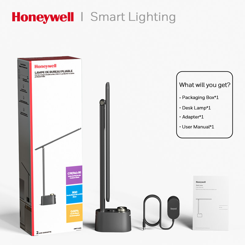Honeywell Black Desk Lamp with Charging Station A+C