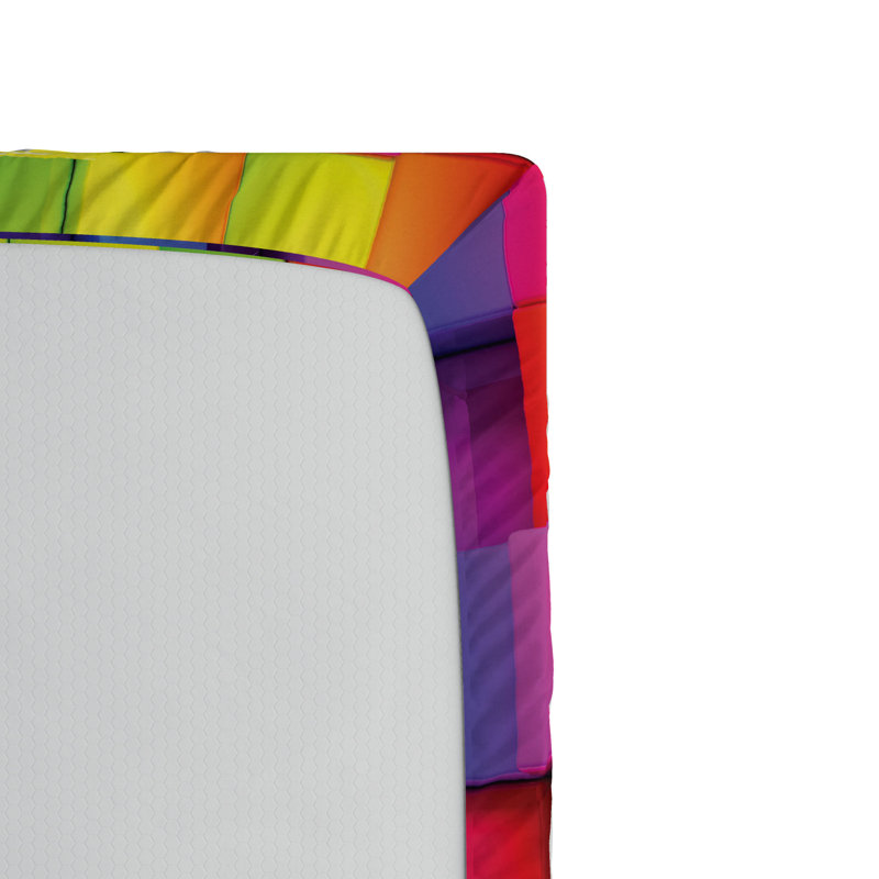 Queen Multicolor Microfiber Geometric Fitted Bed Sheet