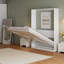 Lit escamotable Queen avec sommier à lattes en bois, armoire de lit murale moderne avec porte à panneaux géométriques, cadre de lit pliable gain de place pour chambre à coucher et chambre d'amis