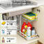 Rangement sous l'évier avec tablettes coulissantes, rangement à 2 niveaux pour armoire coulissante, tiroir coulissant en métal robuste pour la cuisine, la salle de bain, le garde-manger et le placard-1892146778