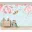 Pink Flowers Yellow Butterfly Classical Removable Textured Wallpaper-770989585