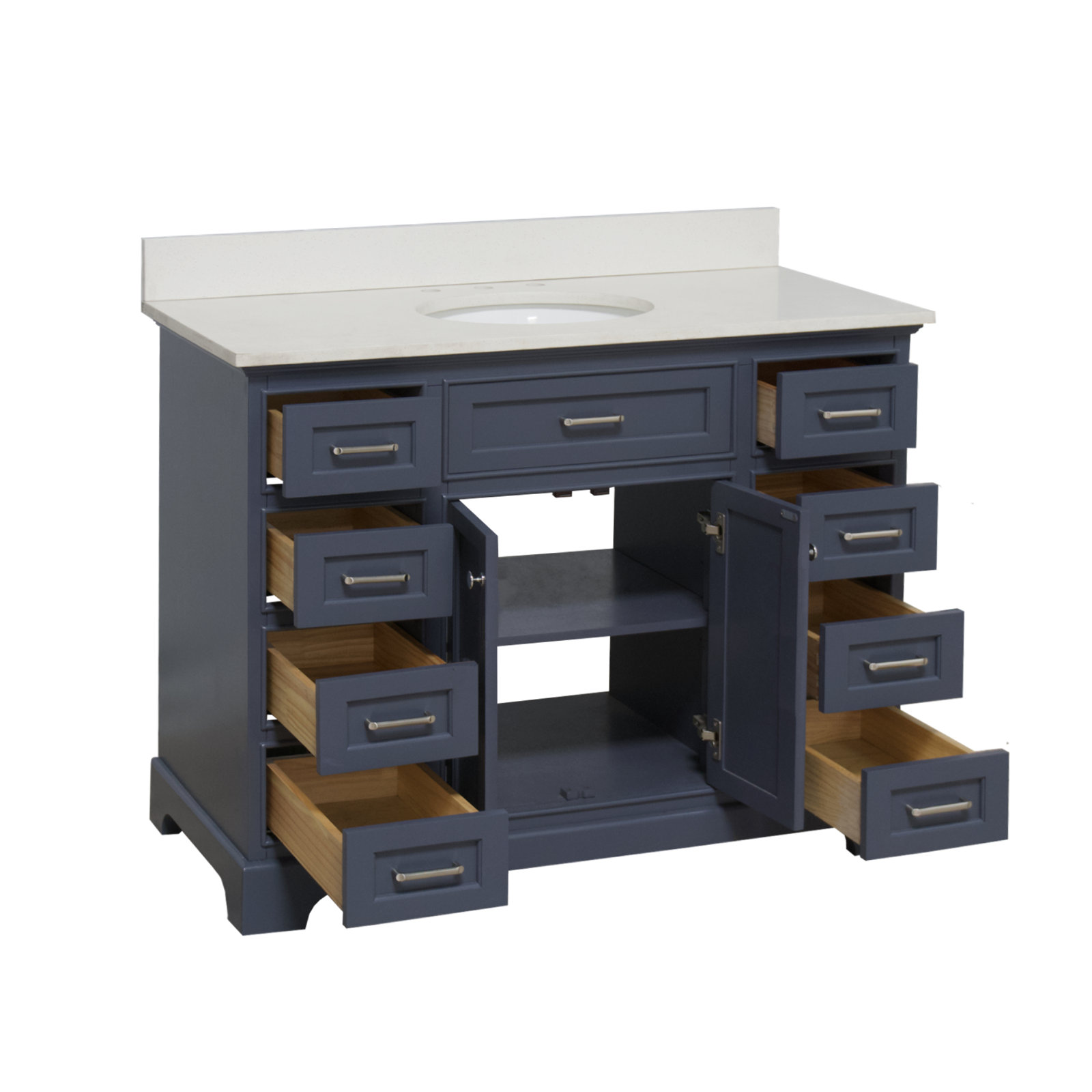 Ronnie 48'' Single Bathroom Vanity, Marine Gray, Quartz
