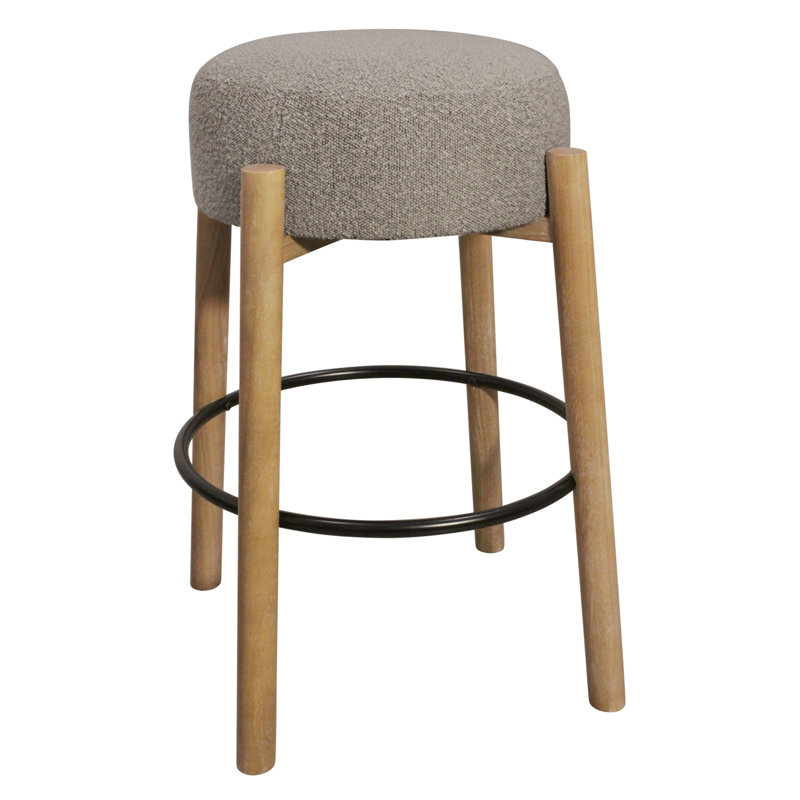 Tabouret Natalia en tissu bouclé, Gris, Tabouret de bar (siège d’une hauteur de 30 po)