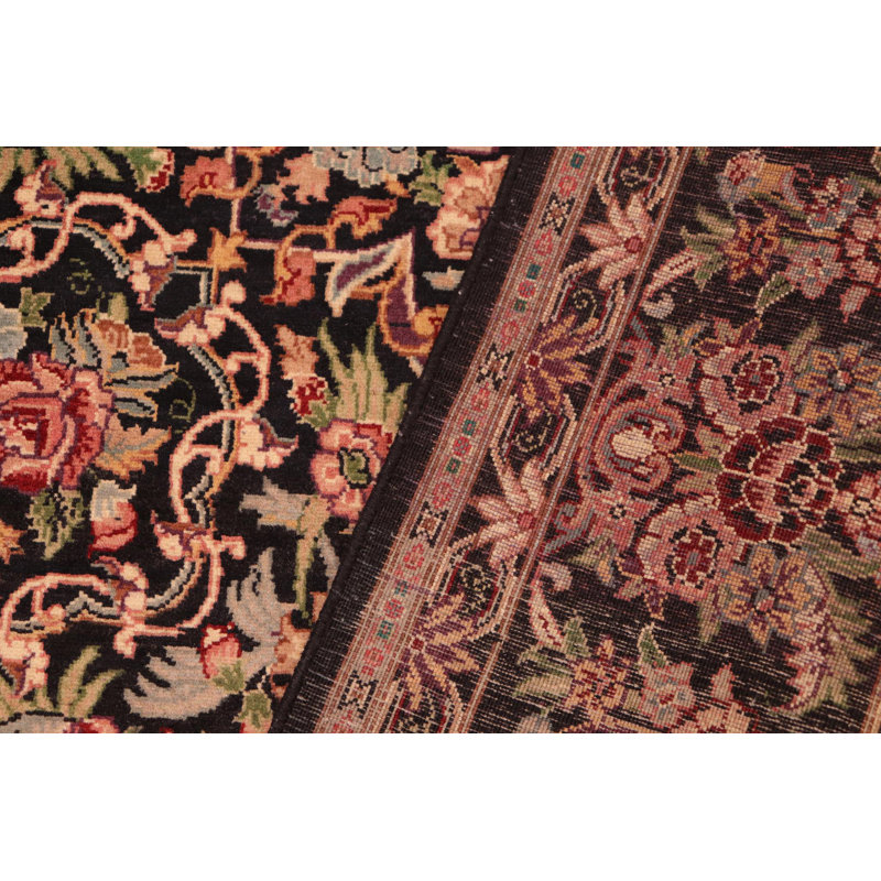 Tapis de surface en laine noir/rose 6 pi 1 po x 9 pi 4 po one-of-kind-noué la main Bellwood