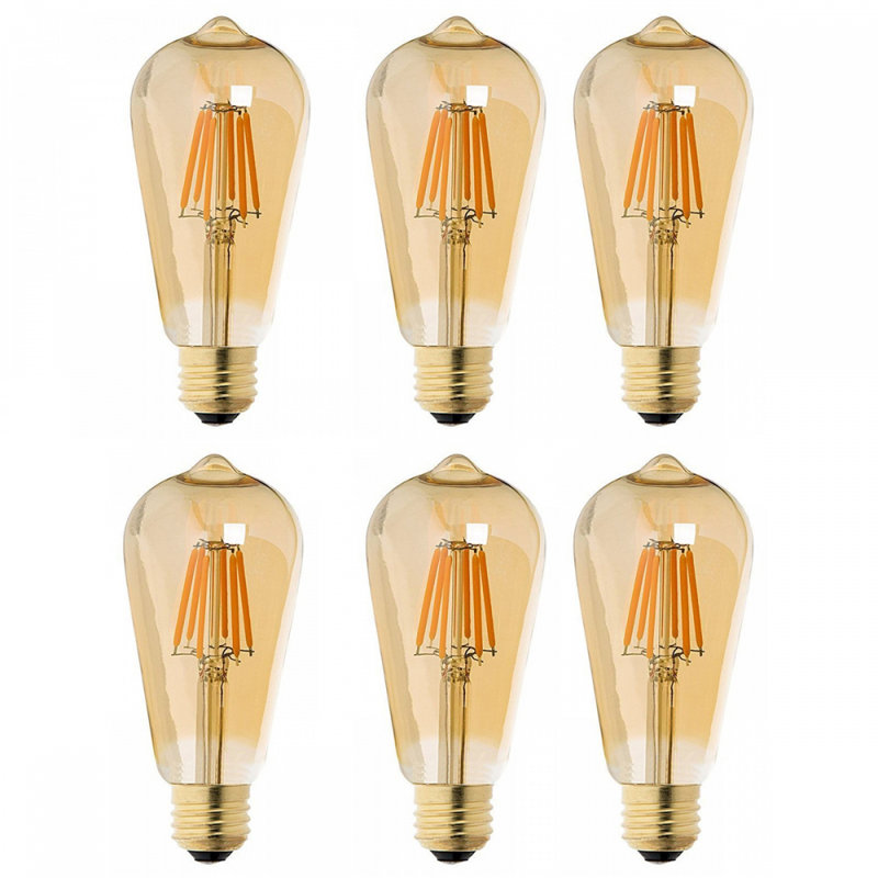 Samah E27 Incandescent Vintage Edison GLS Light Bulb Amber, 6W