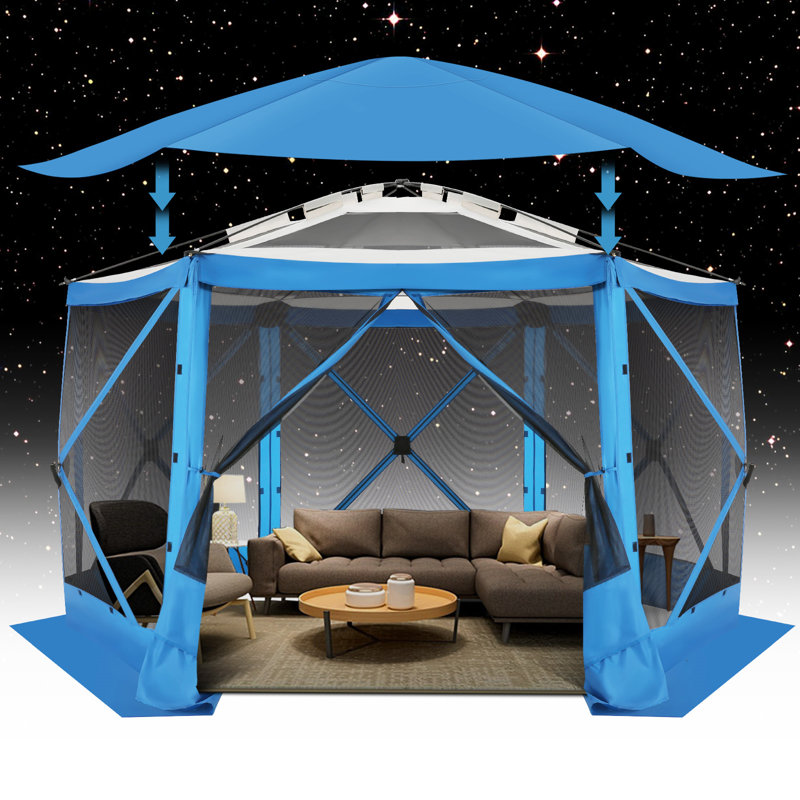 12x12ft Pop up starry sky top Gazebo Screen House Tent, Blue