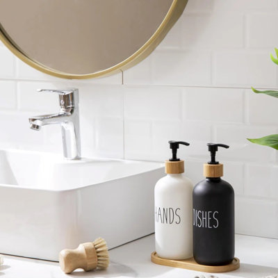 Farmhouse Style 2-Piece Glass Soap & Dish Liquid Dispenser Set