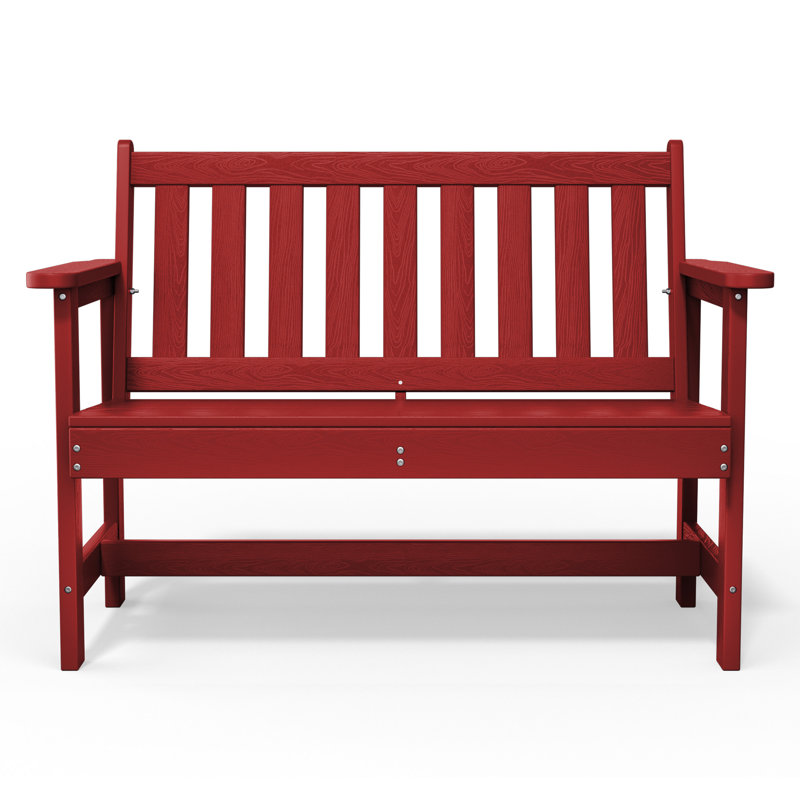 Genivieve HDPE Outdoor Bench, Dark Red