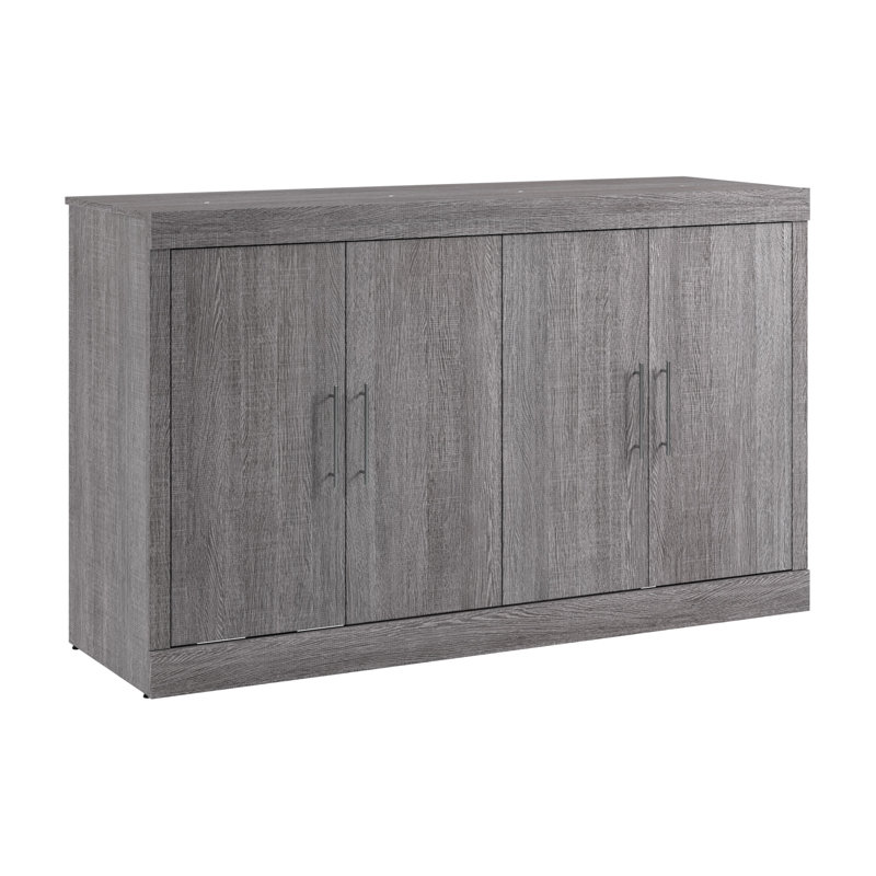 Murphy Cabinet Bed With Mattress, Queen, Gray