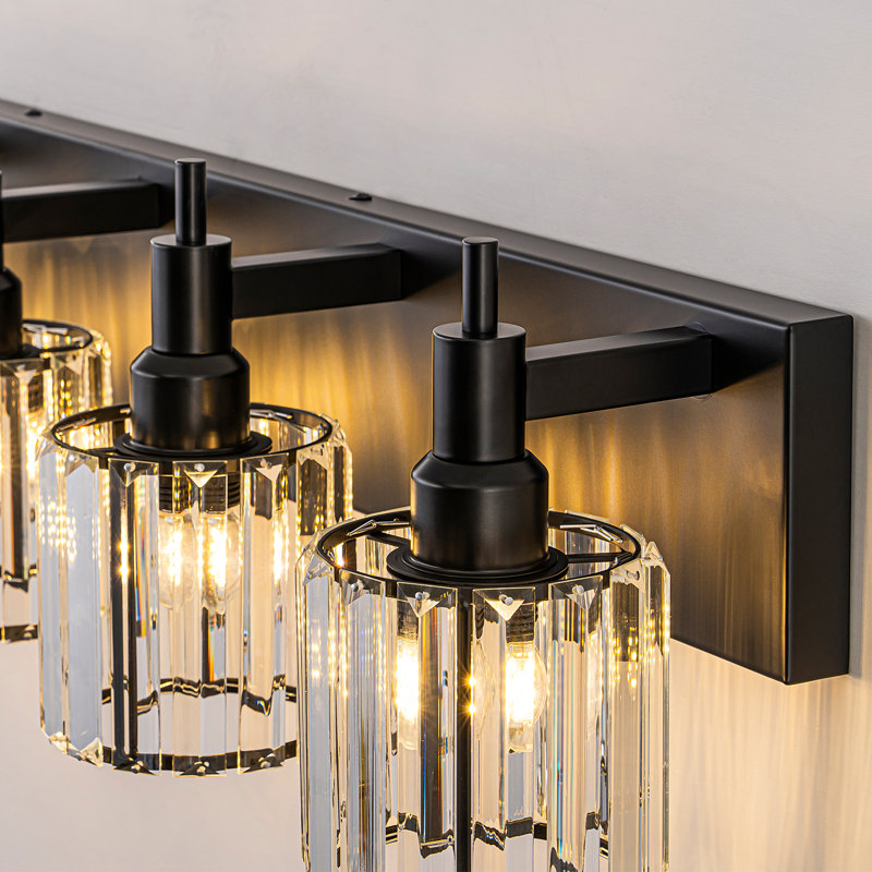 Éclairage pour meuble-lavabo à intensité variable Taevion, 5 lumières, Noir mat