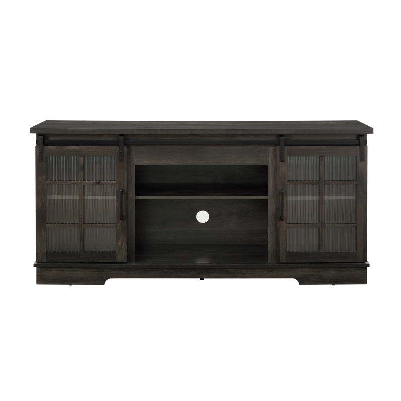 Multipurpose Sliding Door TV Stand With Large Storage, Fluted Glass Doors, And Cable Management For Tvs Up To 65 Inches