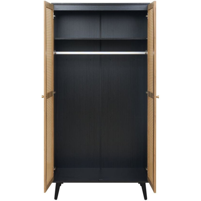 Manila Rattan 2 Door Double Wardrobe, Black