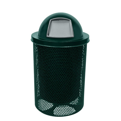 Poubelle d'extérieur Coated Outdoor Furniture de 121 litres (32 gallons), vert foncé texturé, perforée