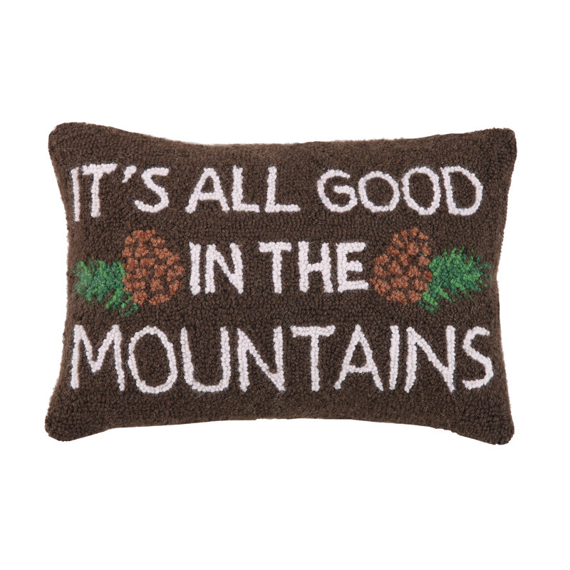 Brown Wool and Cotton Mountain Hook Pillow 12x18