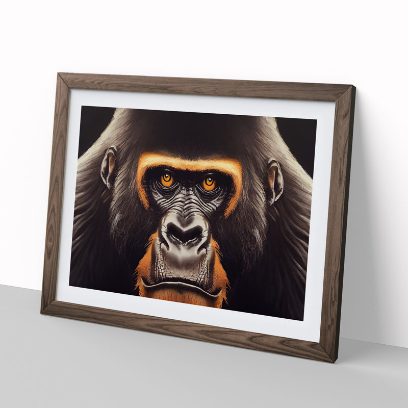 Captivating Gorilla - Framed Print, Walnut, 46cm H x 64cm W x 2cm D