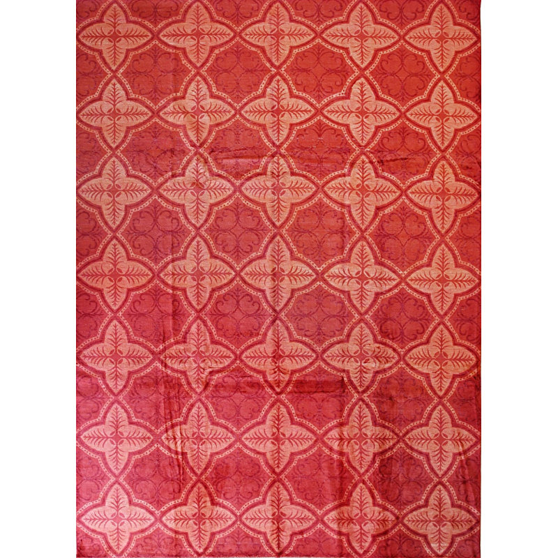Hand Knotted Wool Floral Area Rug in Pink