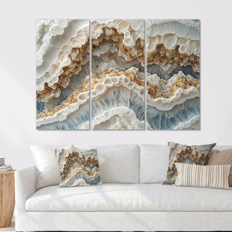 Oasis de marbre doux doux II - décoration murale en marbre - 3 pièces, H 28 po x l 36 po, Toile tendue, Ne s’applique pas